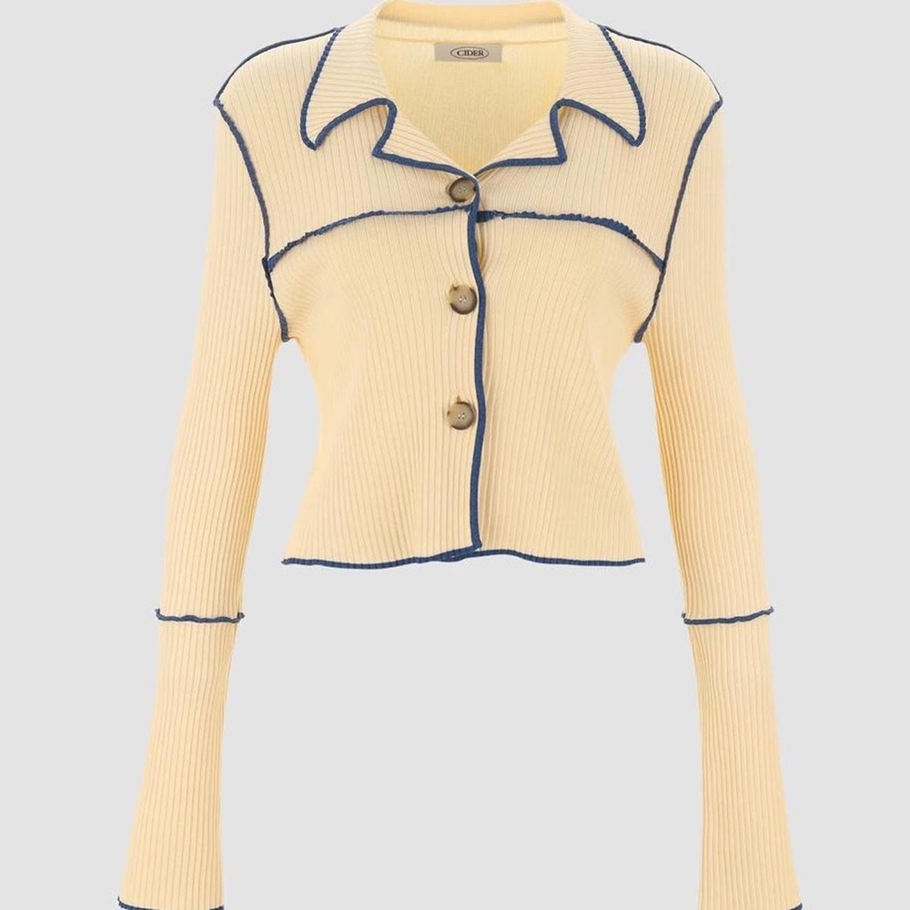 Yellow Ribbed Long Sleeve Cardigan